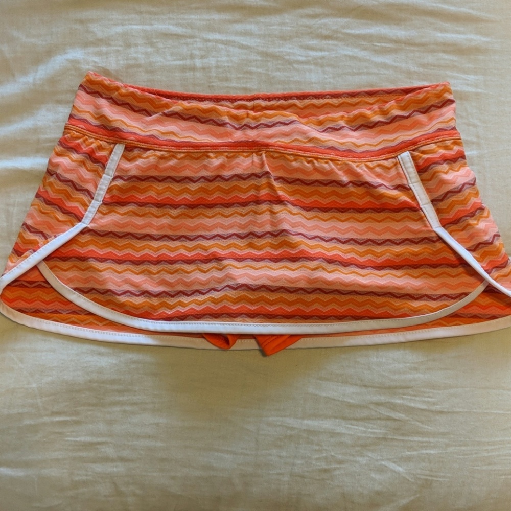 Athleta Orange Ripple Swim Skirt